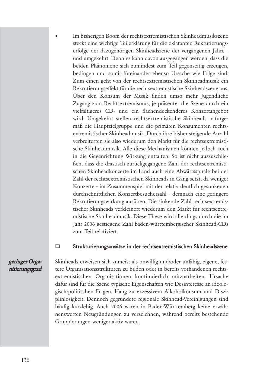 Seite 137 des Verfassungsschutzbericht 2006 Baden-Württemberg