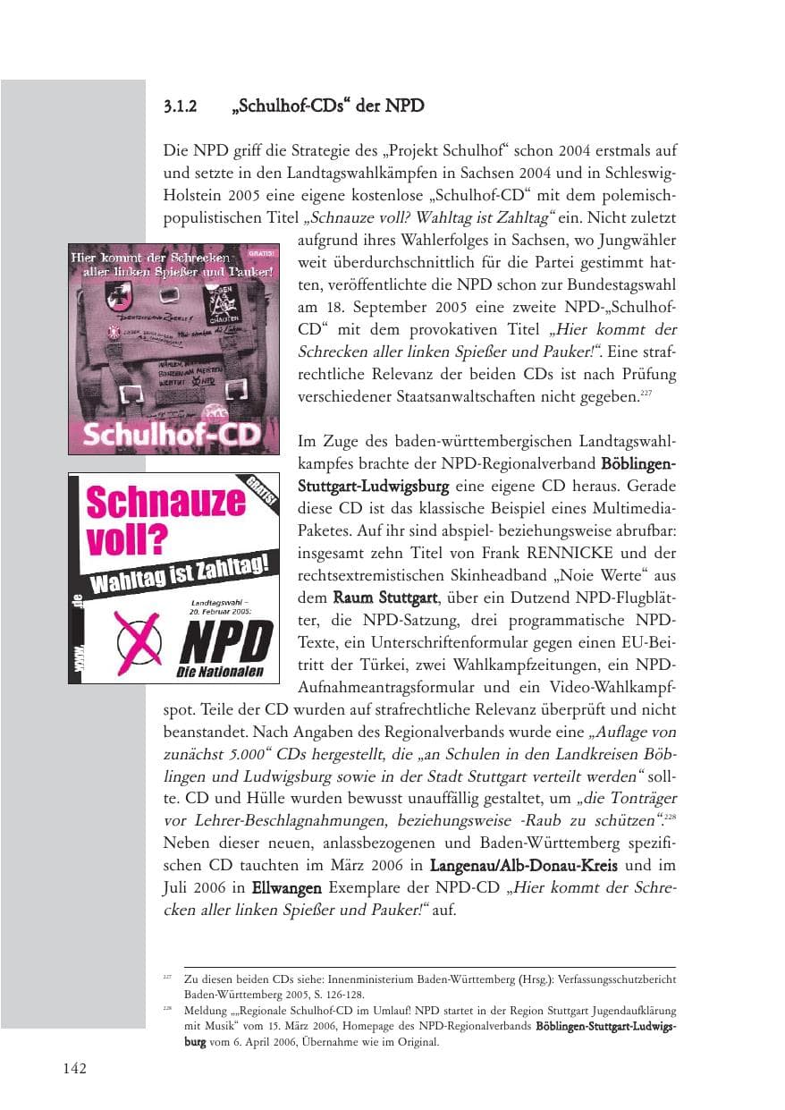Seite 143 des Verfassungsschutzbericht 2006 Baden-Württemberg