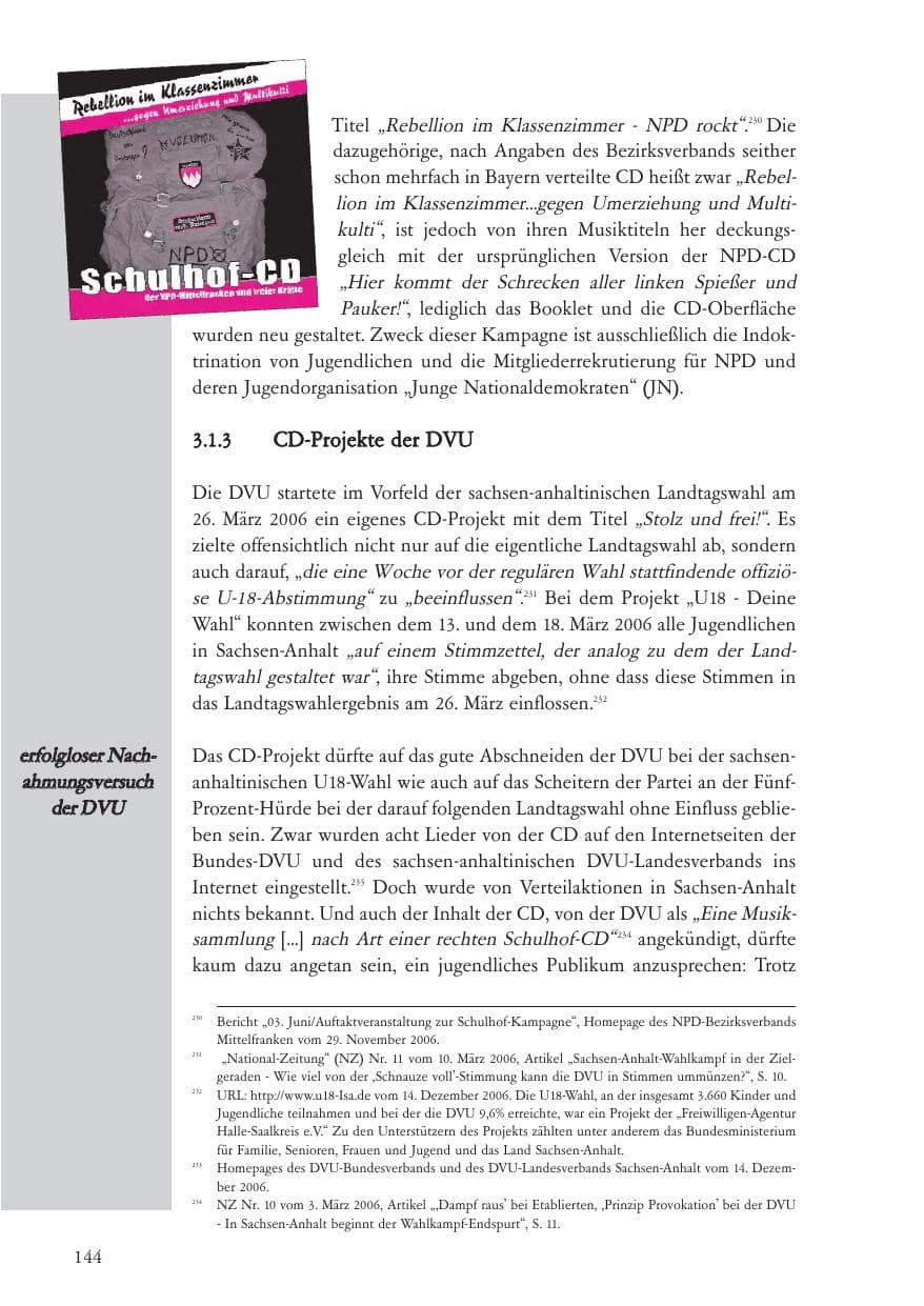 Seite 145 des Verfassungsschutzbericht 2006 Baden-Württemberg