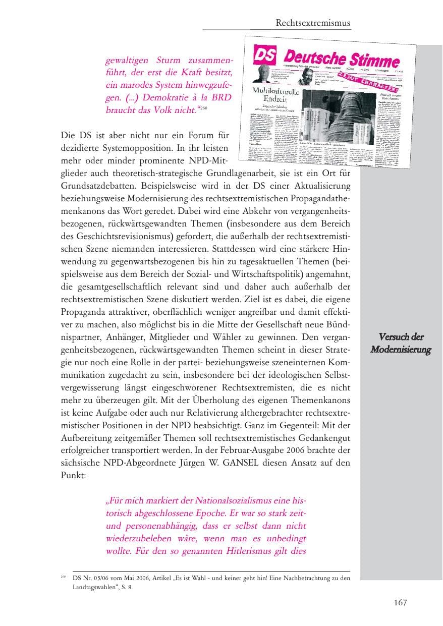 Seite 168 des Verfassungsschutzbericht 2006 Baden-Württemberg