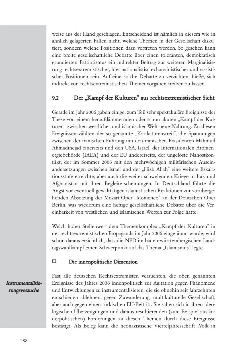 Seite 189 des Verfassungsschutzbericht 2006 Baden-Württemberg