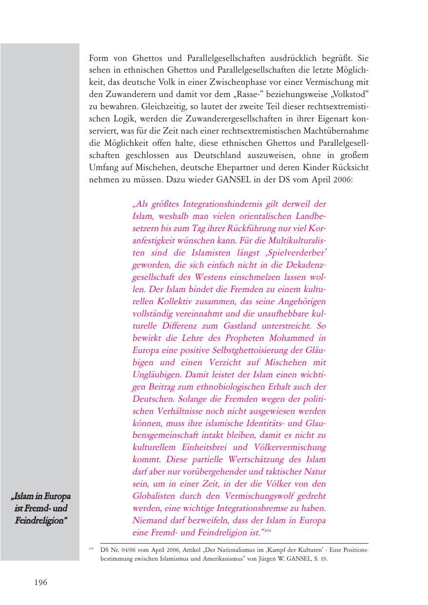 Seite 197 des Verfassungsschutzbericht 2006 Baden-Württemberg