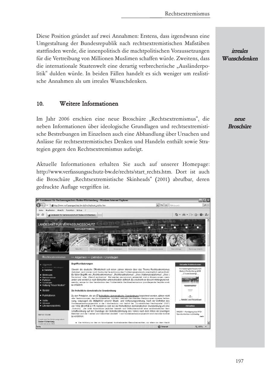 Seite 198 des Verfassungsschutzbericht 2006 Baden-Württemberg