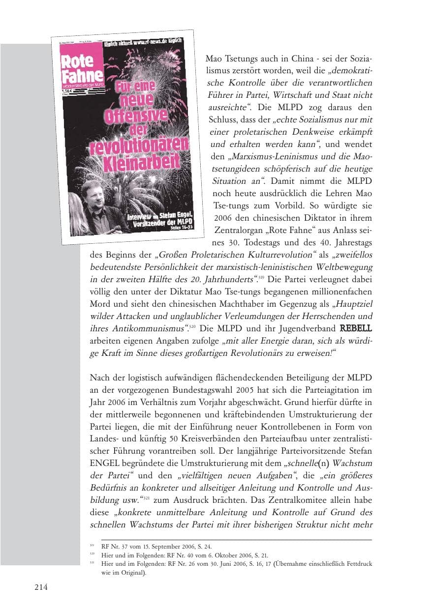 Seite 215 des Verfassungsschutzbericht 2006 Baden-Württemberg