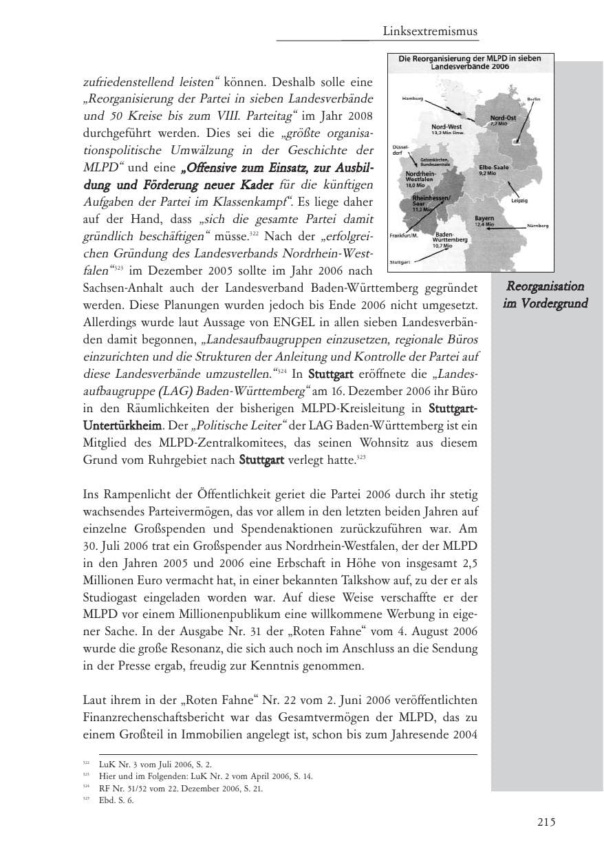 Seite 216 des Verfassungsschutzbericht 2006 Baden-Württemberg