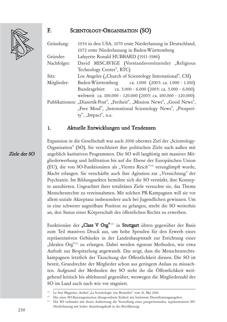 Seite 231 des Verfassungsschutzbericht 2006 Baden-Württemberg