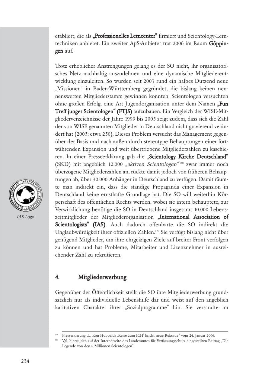 Seite 235 des Verfassungsschutzbericht 2006 Baden-Württemberg