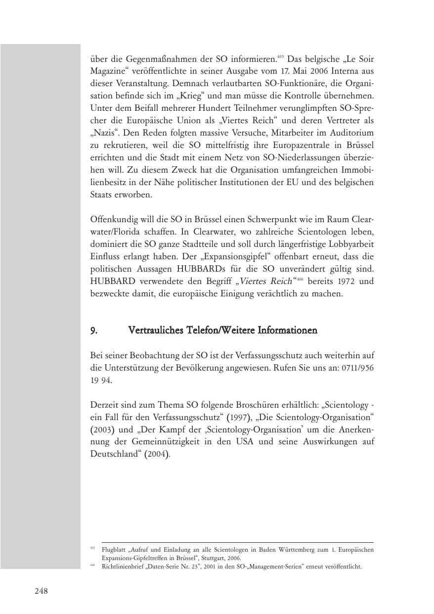 Seite 249 des Verfassungsschutzbericht 2006 Baden-Württemberg