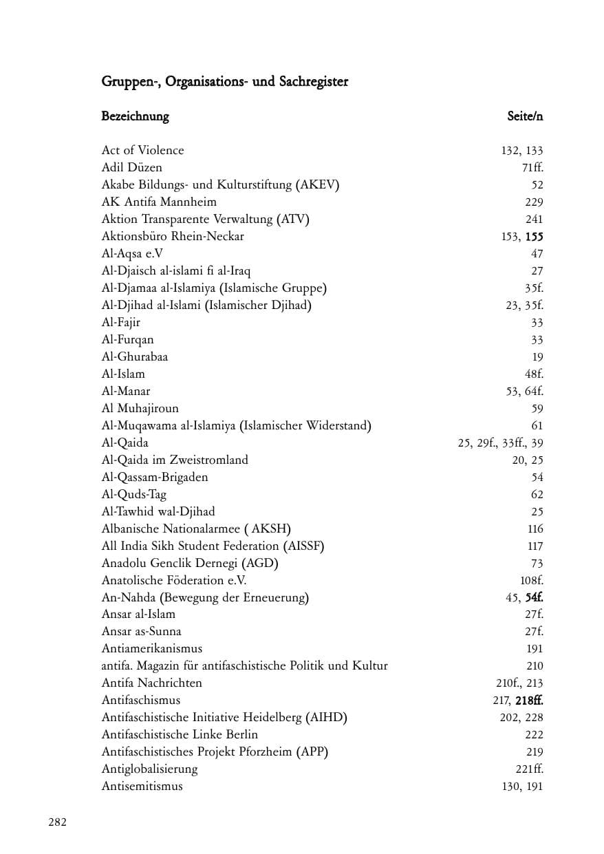 Seite 283 des Verfassungsschutzbericht 2006 Baden-Württemberg