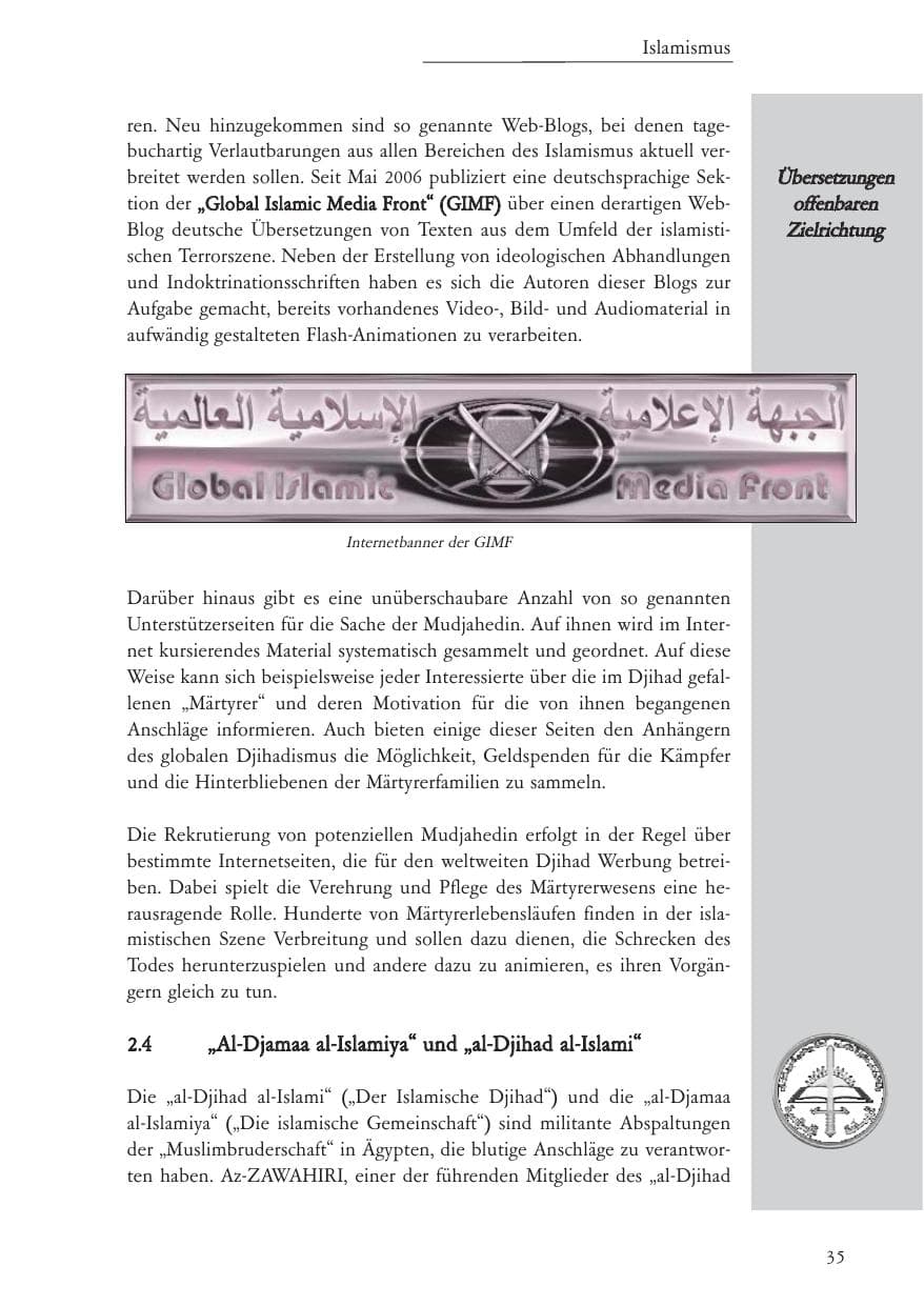 Seite 36 des Verfassungsschutzbericht 2006 Baden-Württemberg
