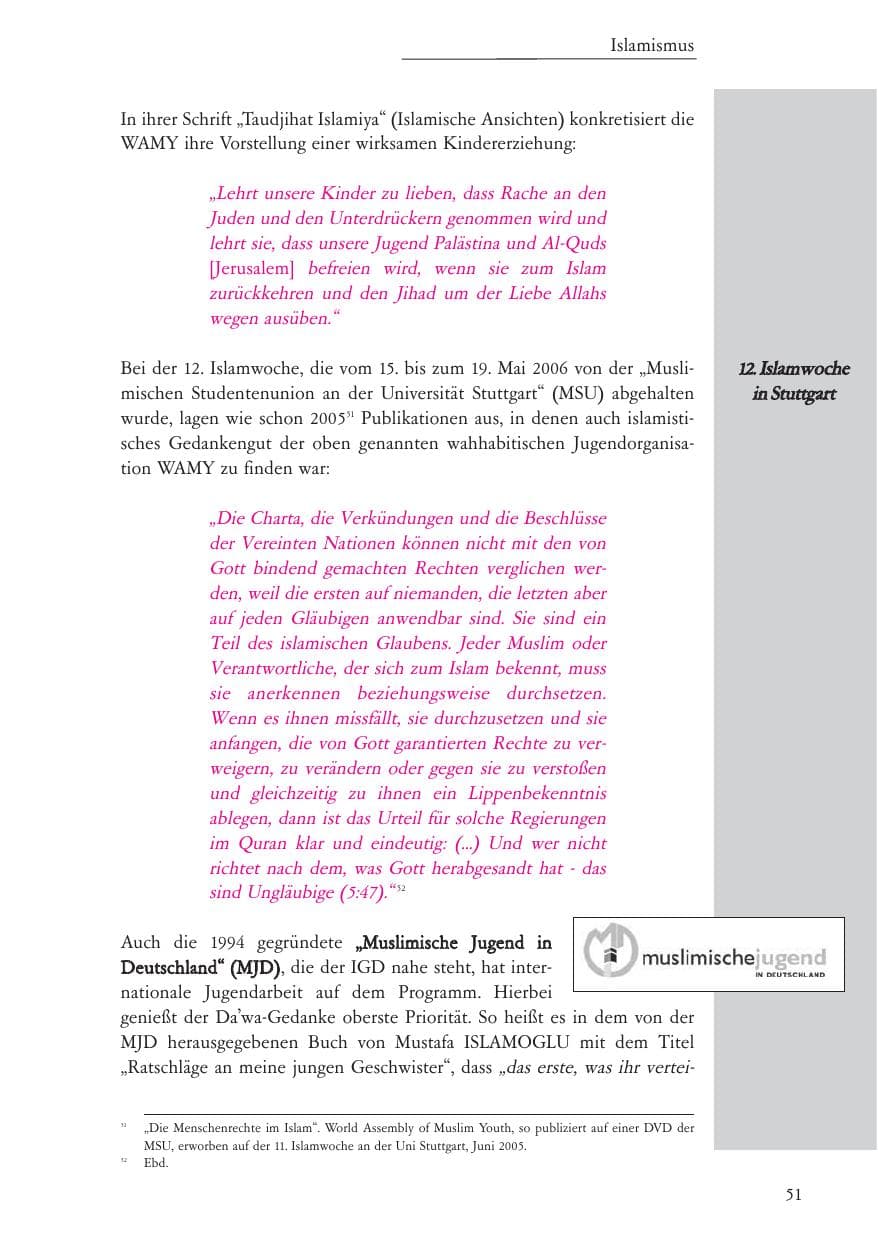 Seite 52 des Verfassungsschutzbericht 2006 Baden-Württemberg