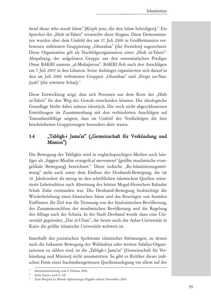 Seite 60 des Verfassungsschutzbericht 2006 Baden-Württemberg