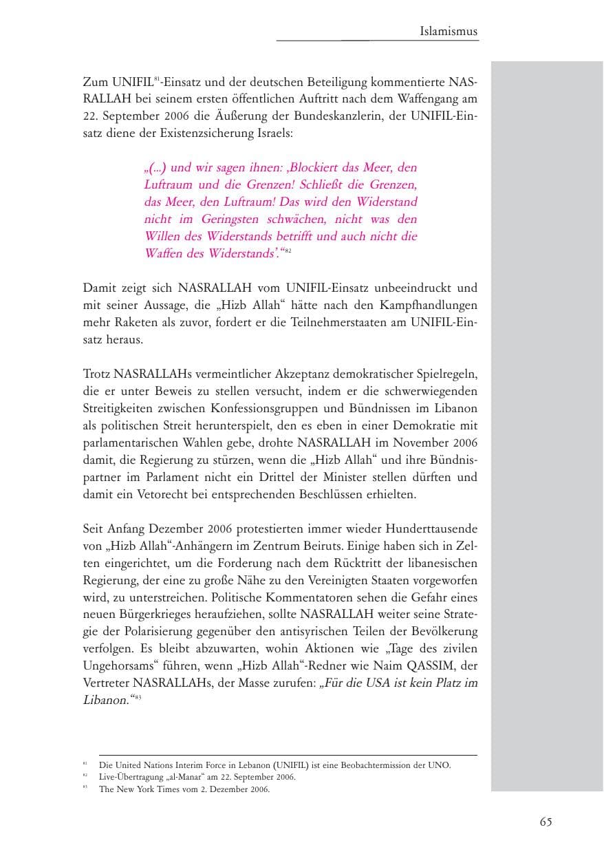 Seite 66 des Verfassungsschutzbericht 2006 Baden-Württemberg