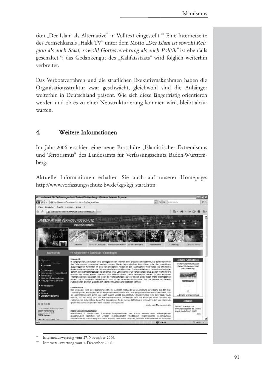 Seite 92 des Verfassungsschutzbericht 2006 Baden-Württemberg