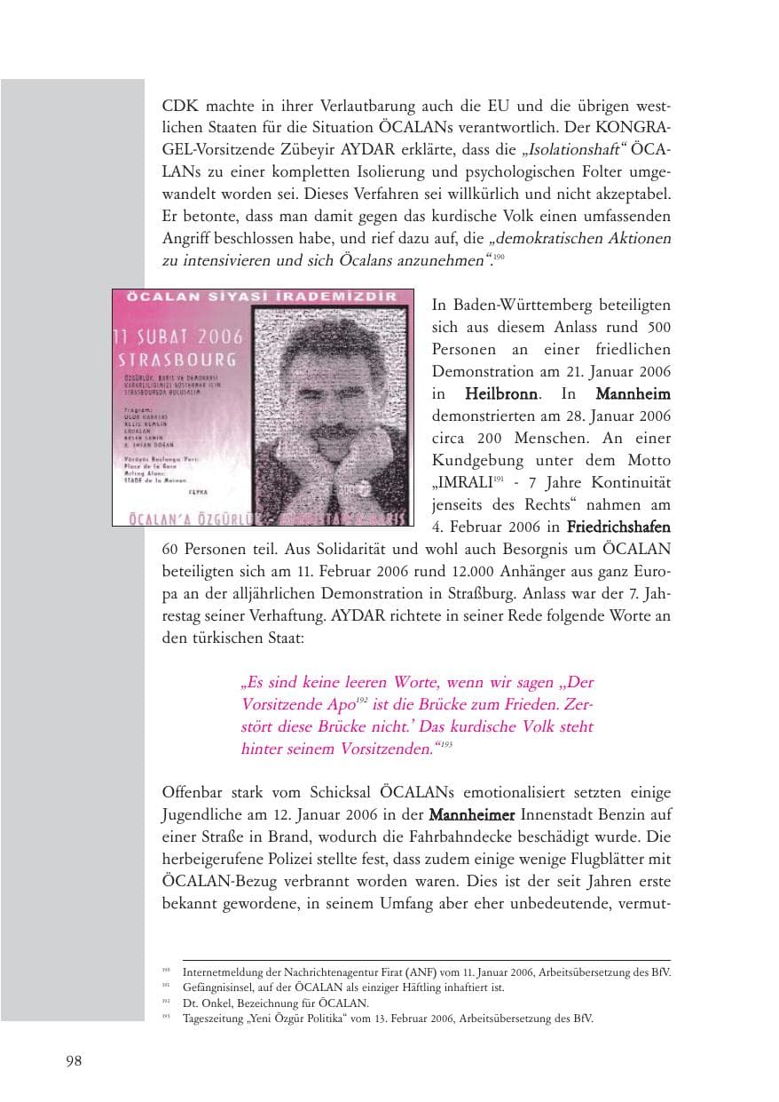 Seite 99 des Verfassungsschutzbericht 2006 Baden-Württemberg