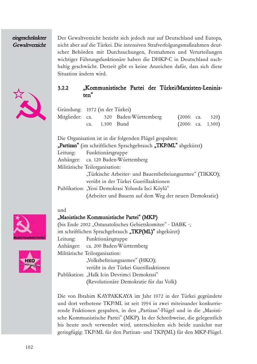 Seite 103 des Verfassungsschutzbericht 2007 Baden-Württemberg