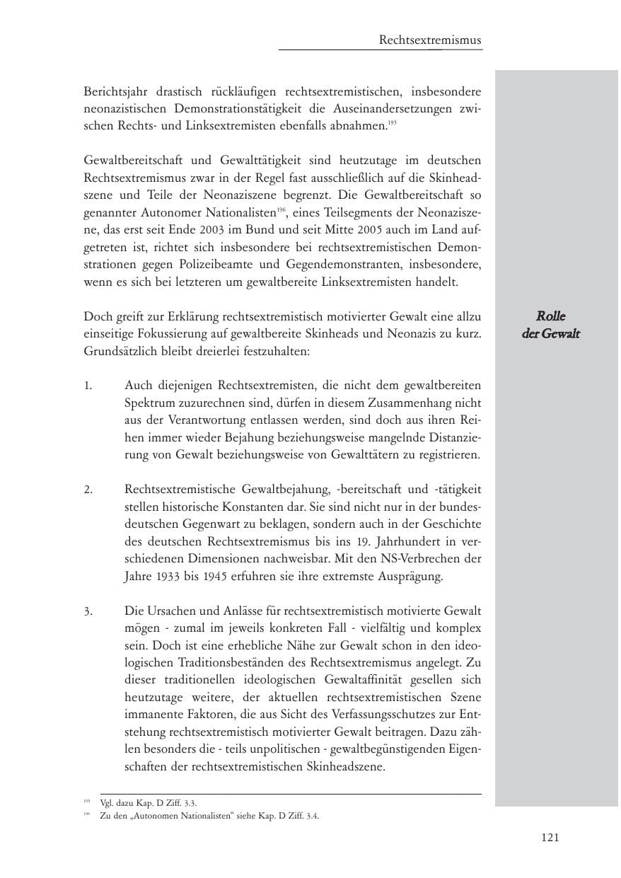 Seite 122 des Verfassungsschutzbericht 2007 Baden-Württemberg
