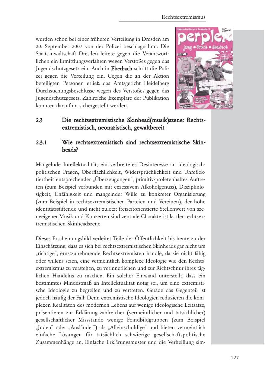 Seite 128 des Verfassungsschutzbericht 2007 Baden-Württemberg