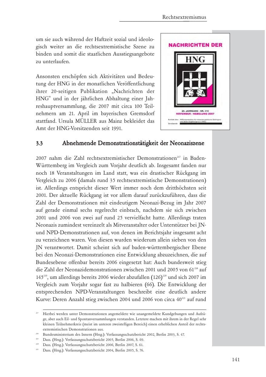 Seite 142 des Verfassungsschutzbericht 2007 Baden-Württemberg