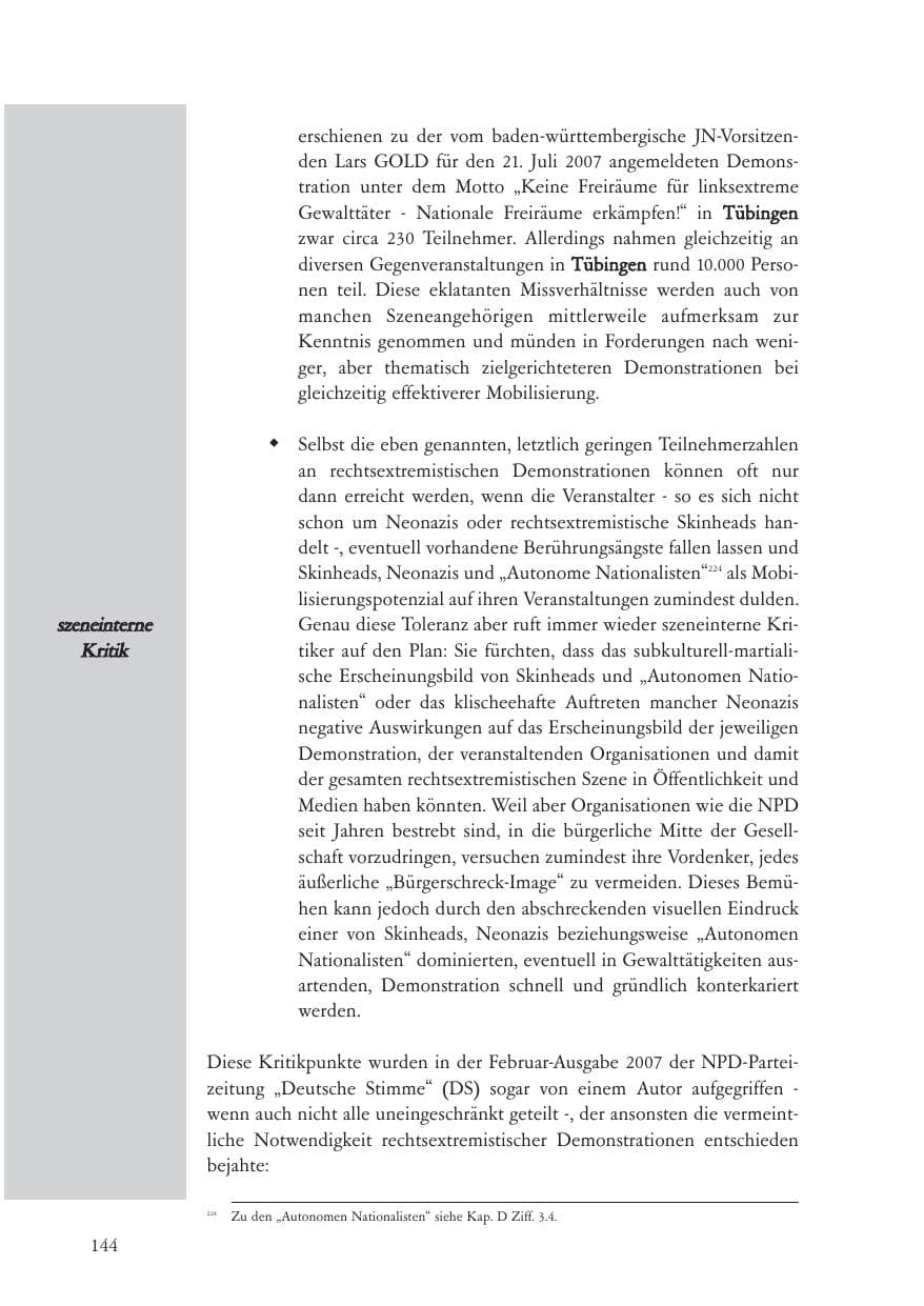 Seite 145 des Verfassungsschutzbericht 2007 Baden-Württemberg