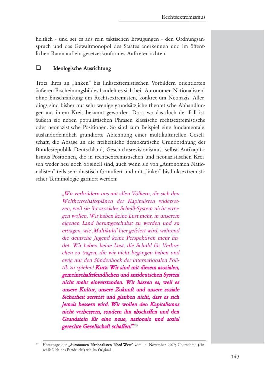 Seite 150 des Verfassungsschutzbericht 2007 Baden-Württemberg