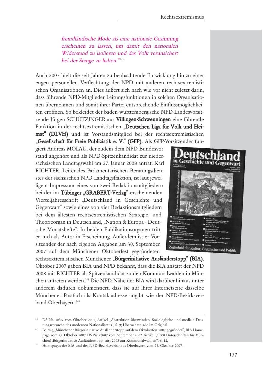 Seite 158 des Verfassungsschutzbericht 2007 Baden-Württemberg