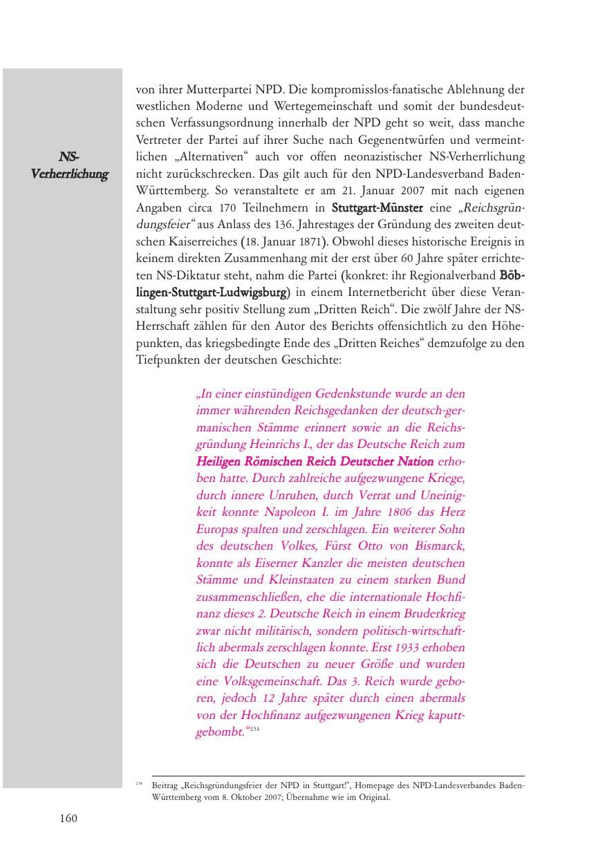 Seite 161 des Verfassungsschutzbericht 2007 Baden-Württemberg