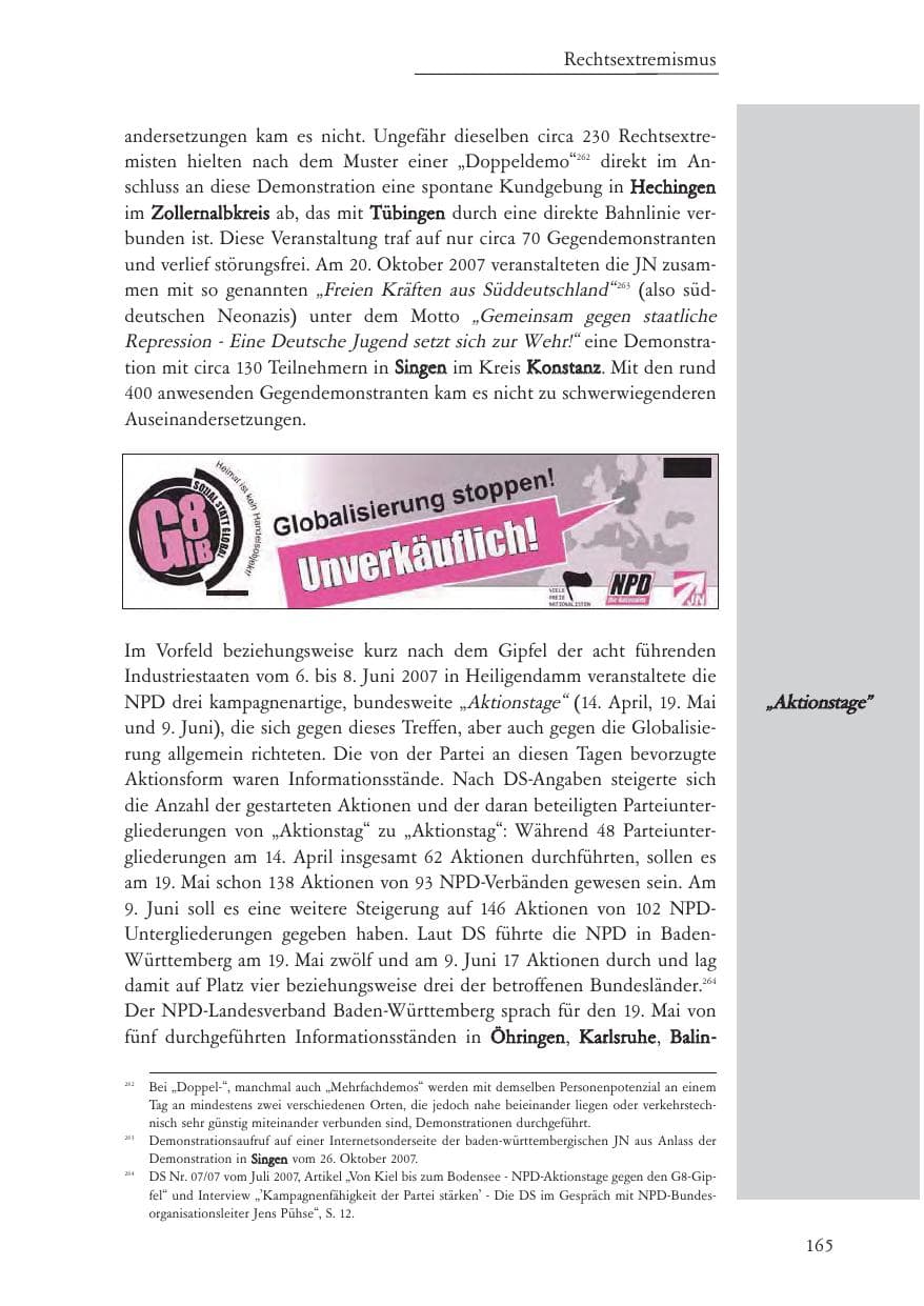 Seite 166 des Verfassungsschutzbericht 2007 Baden-Württemberg