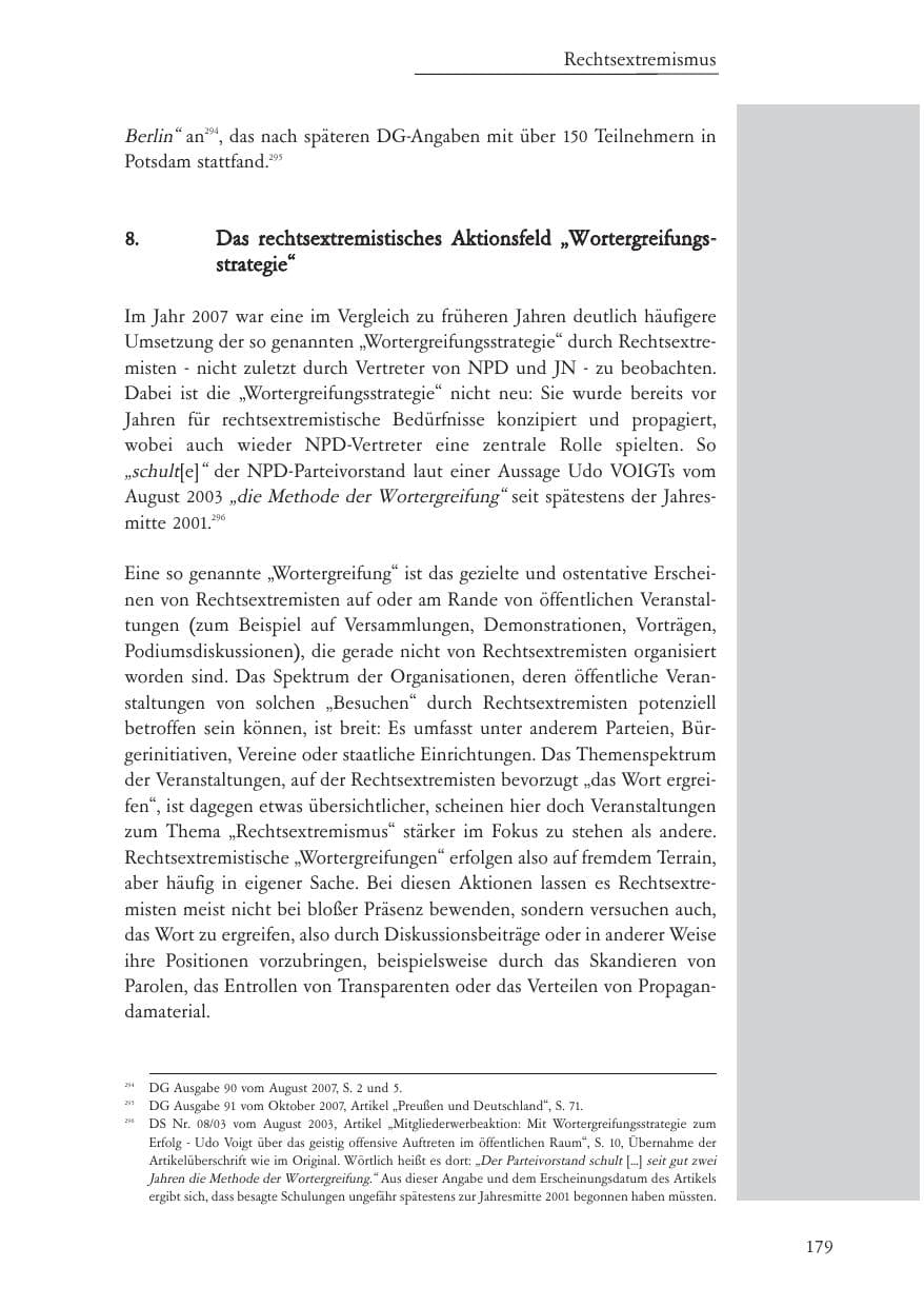 Seite 180 des Verfassungsschutzbericht 2007 Baden-Württemberg
