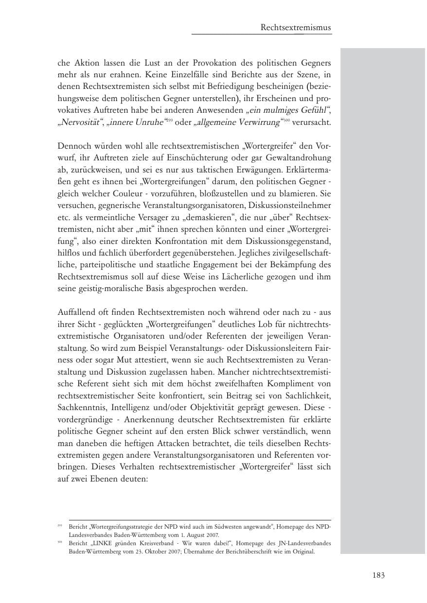 Seite 184 des Verfassungsschutzbericht 2007 Baden-Württemberg