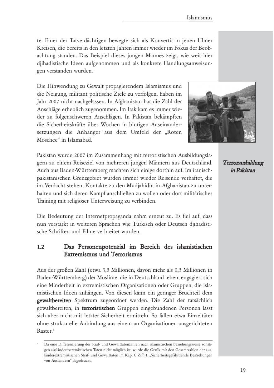 Seite 20 des Verfassungsschutzbericht 2007 Baden-Württemberg