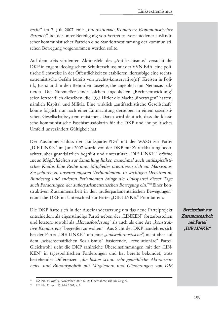 Seite 200 des Verfassungsschutzbericht 2007 Baden-Württemberg