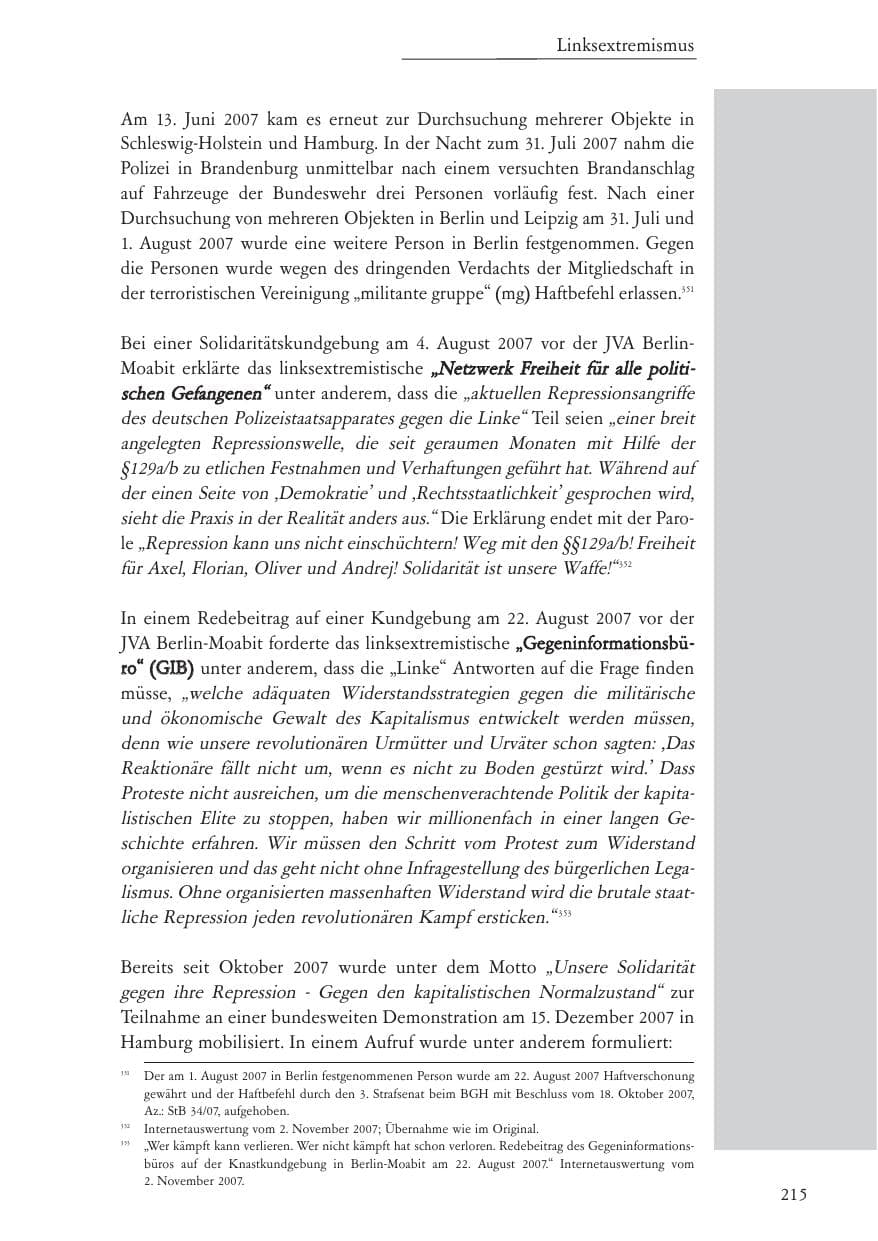 Seite 216 des Verfassungsschutzbericht 2007 Baden-Württemberg
