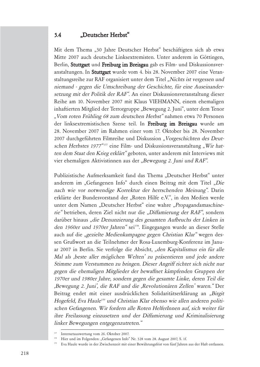 Seite 219 des Verfassungsschutzbericht 2007 Baden-Württemberg