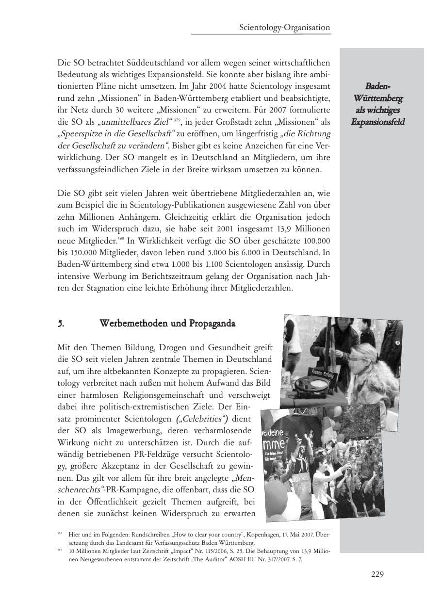 Seite 230 des Verfassungsschutzbericht 2007 Baden-Württemberg