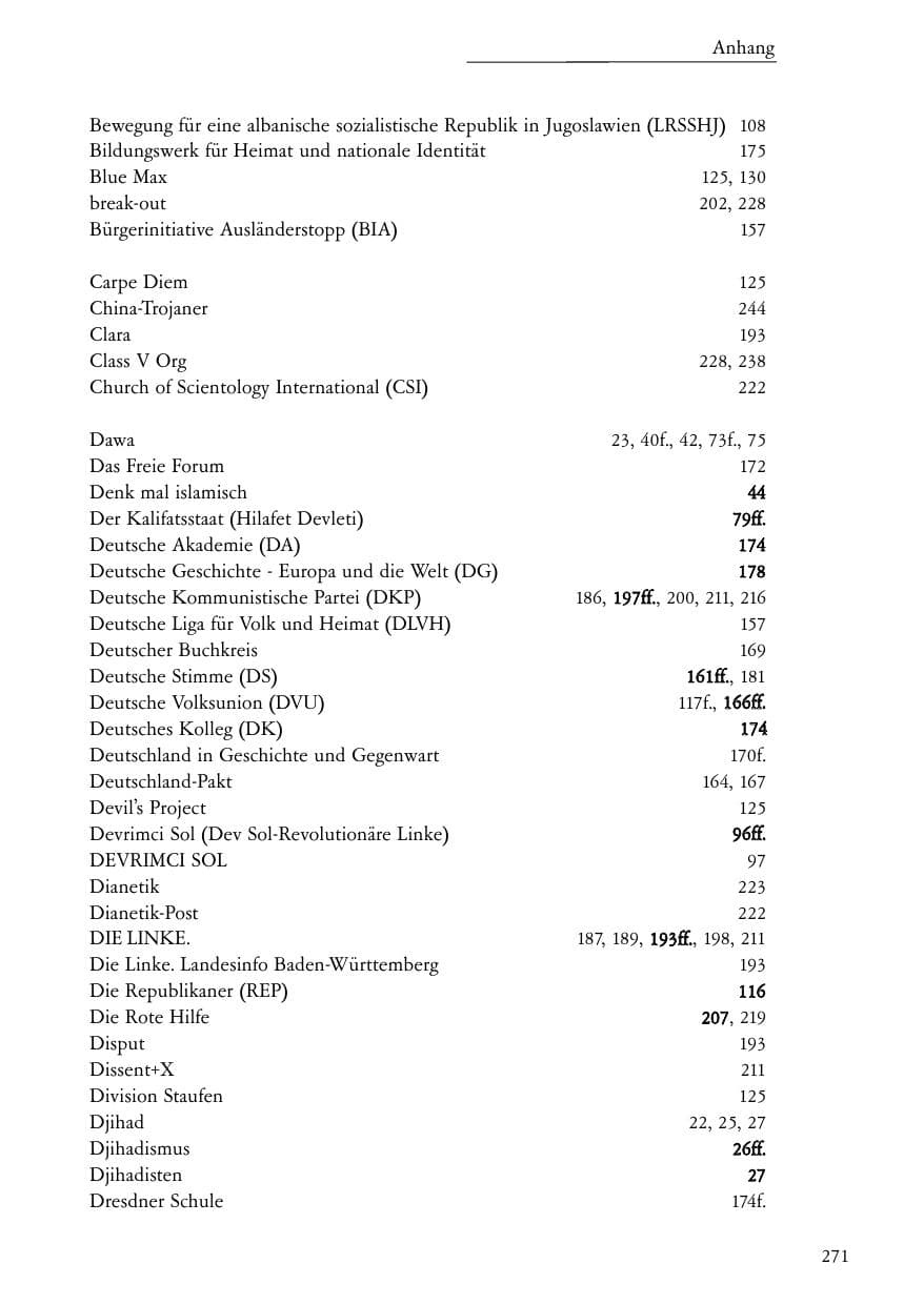 Seite 272 des Verfassungsschutzbericht 2007 Baden-Württemberg