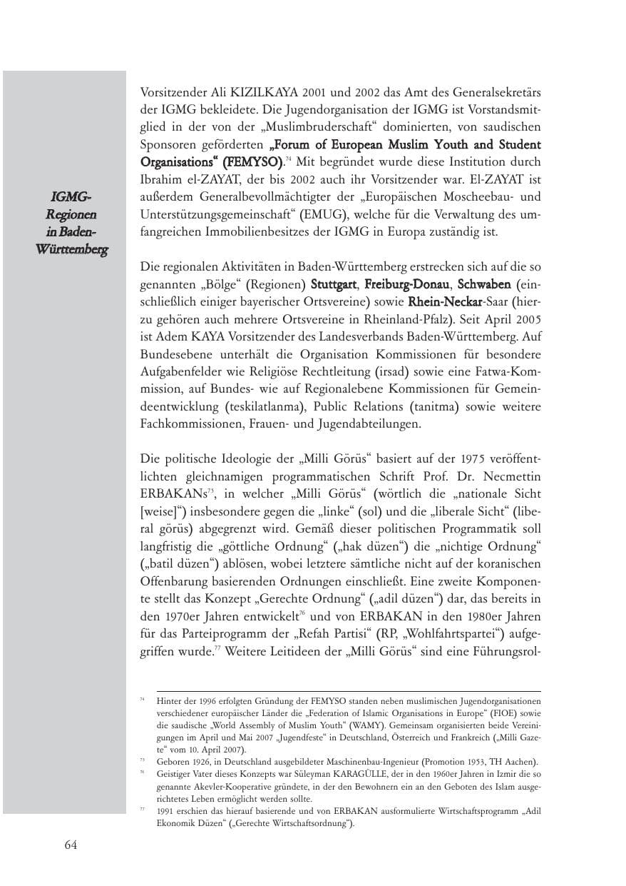 Seite 65 des Verfassungsschutzbericht 2007 Baden-Württemberg