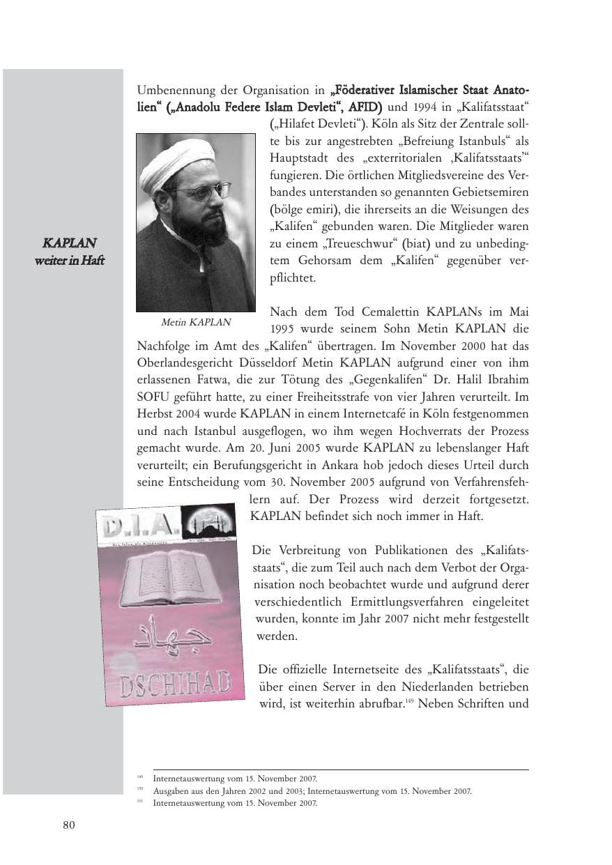 Seite 81 des Verfassungsschutzbericht 2007 Baden-Württemberg