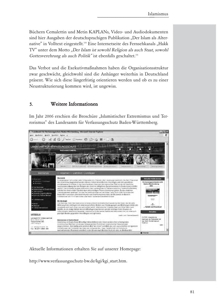 Seite 82 des Verfassungsschutzbericht 2007 Baden-Württemberg