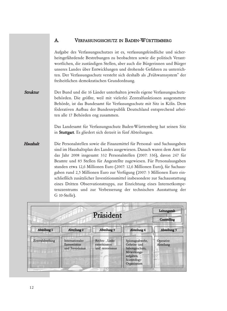 Seite 12 des Verfassungsschutzbericht 2008 Baden-Württemberg