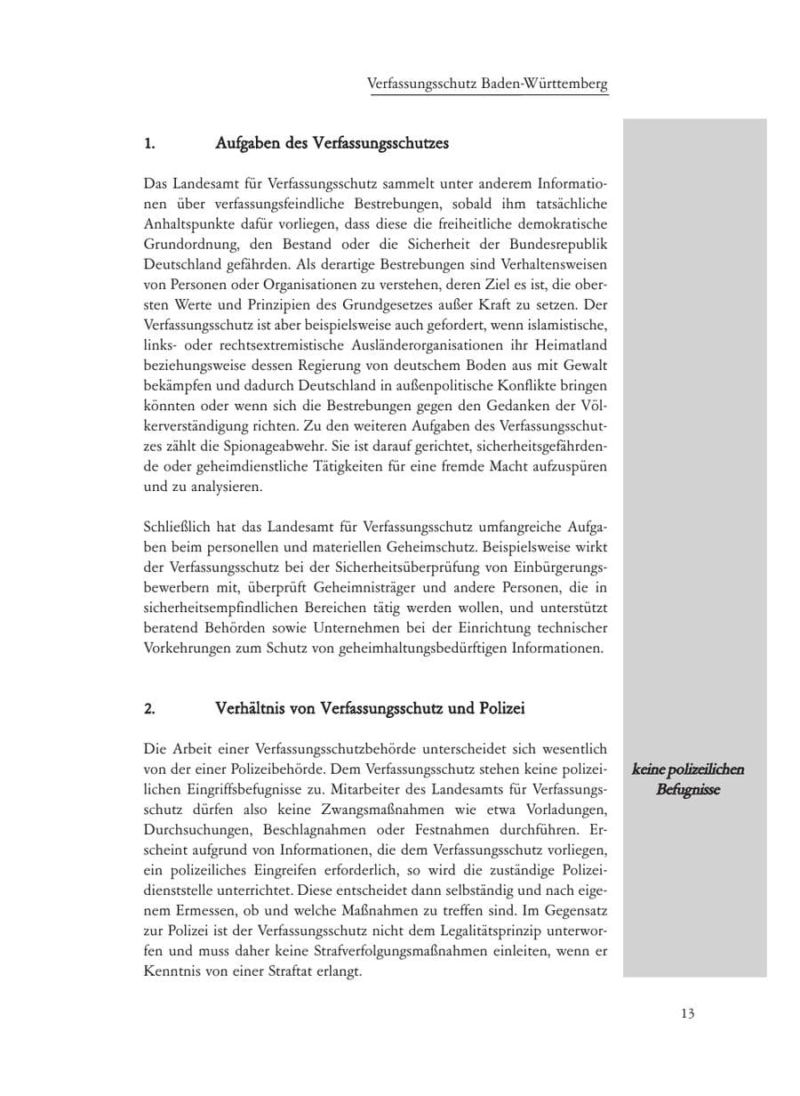 Seite 13 des Verfassungsschutzbericht 2008 Baden-Württemberg