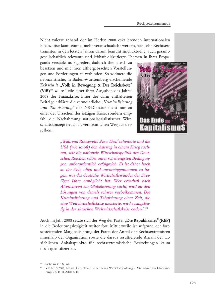 Seite 125 des Verfassungsschutzbericht 2008 Baden-Württemberg
