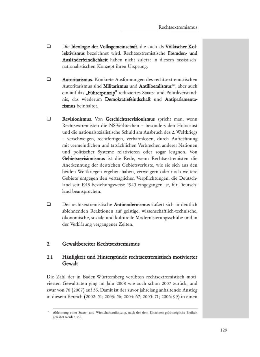 Seite 129 des Verfassungsschutzbericht 2008 Baden-Württemberg