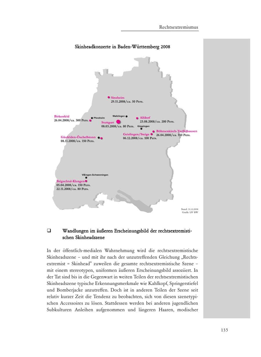 Seite 135 des Verfassungsschutzbericht 2008 Baden-Württemberg