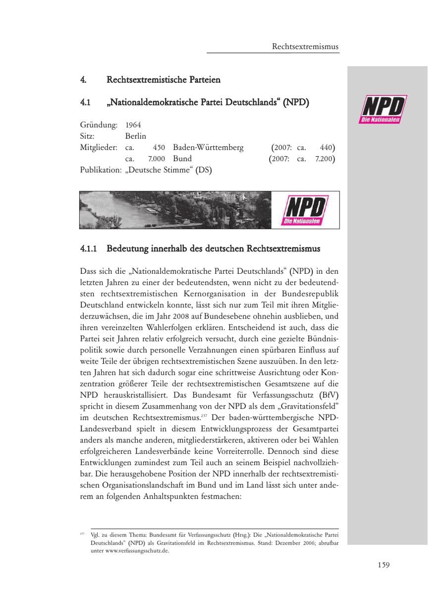 Seite 159 des Verfassungsschutzbericht 2008 Baden-Württemberg