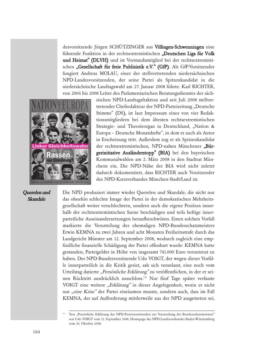 Seite 164 des Verfassungsschutzbericht 2008 Baden-Württemberg