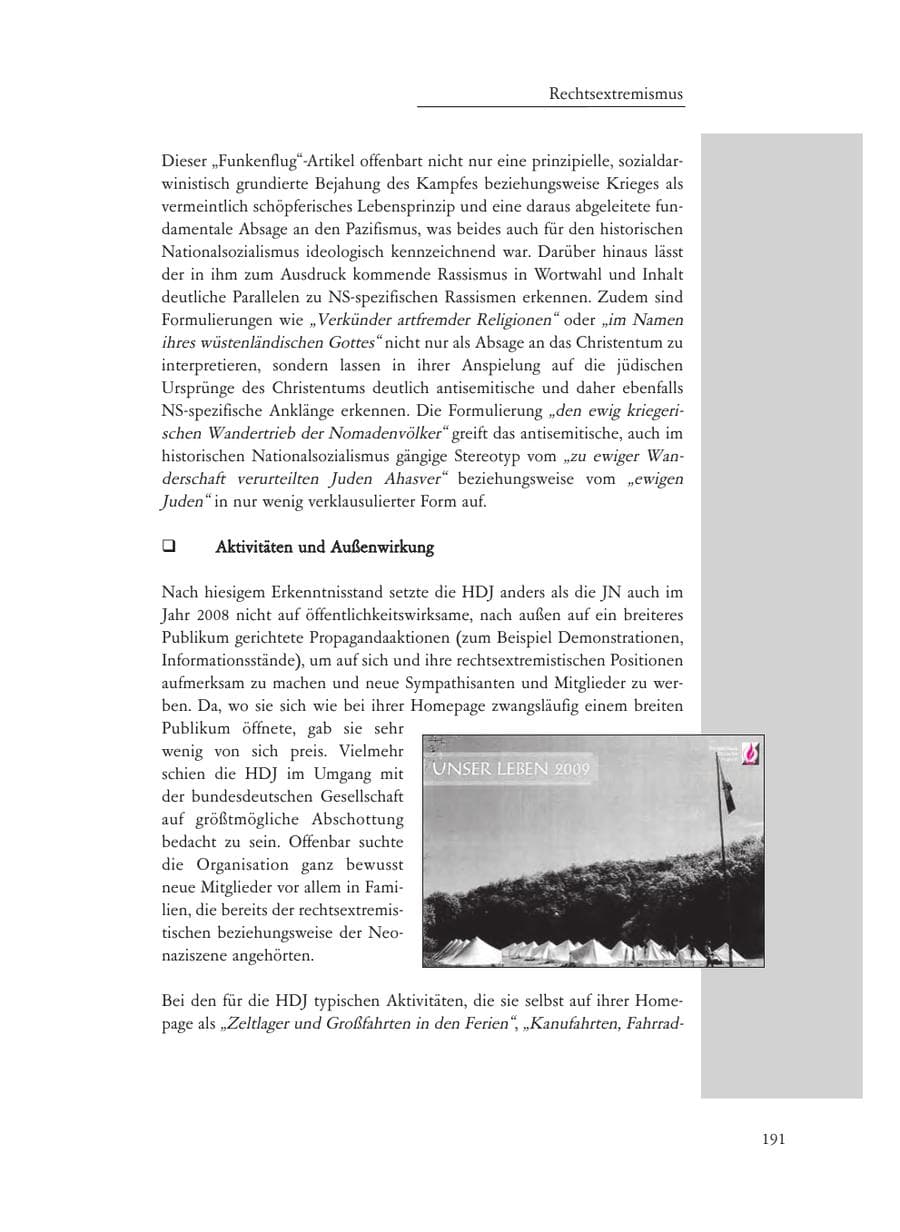 Seite 191 des Verfassungsschutzbericht 2008 Baden-Württemberg
