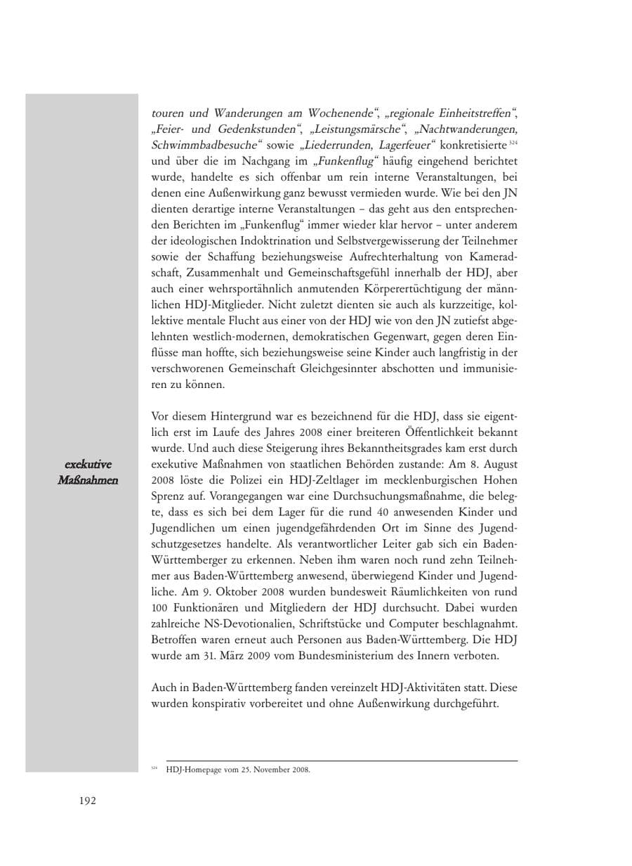 Seite 192 des Verfassungsschutzbericht 2008 Baden-Württemberg
