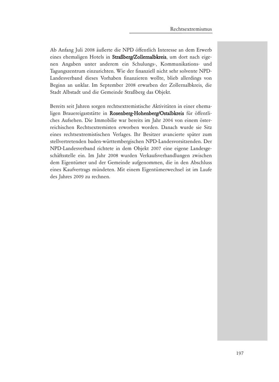 Seite 197 des Verfassungsschutzbericht 2008 Baden-Württemberg
