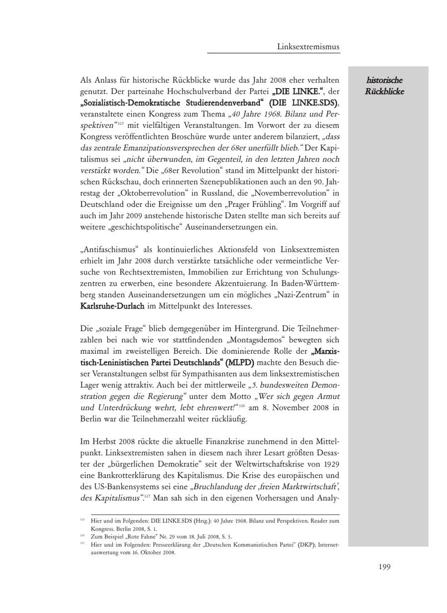 Seite 199 des Verfassungsschutzbericht 2008 Baden-Württemberg
